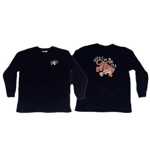 Dutch Bros DB Coffee Caffeinated Tiger Long Sleeve Shirt 2XL Black Tattoo Style